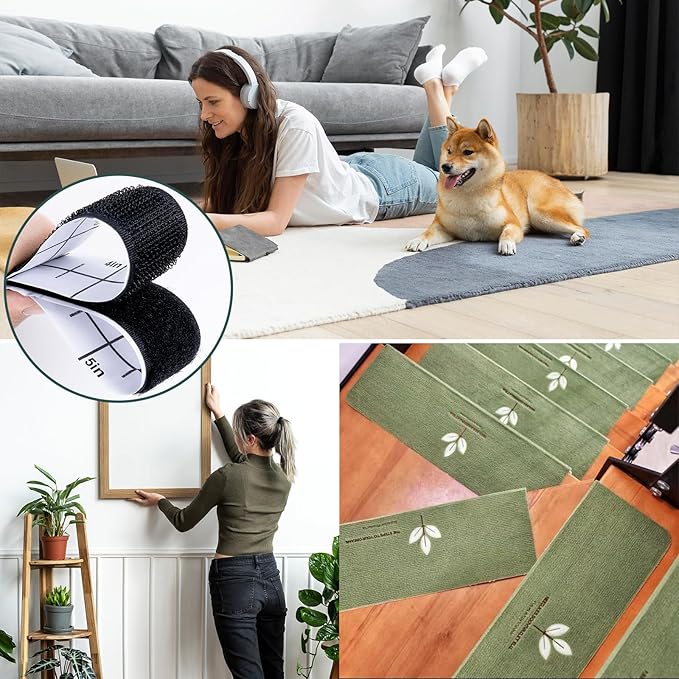 Navona 40Ft x 1Inch Hook and Loop Strips with Adhesive, Heavy Duty Self Adhesive Tape with Back, Strong Sticky Back Fastener Roll for Home, Office, School, Crafting, Black