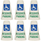 SmartSign 6-Pack Reflective Parking Cone Signs with ADA Wheelchair Symbol, 360 Visibility, Non-Adhesive Vinyl, 3-Side Print