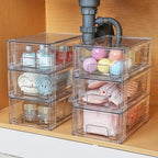 Vtopmart 8 Pack Stackable Storage Drawers,Clear Acrylic Drawer Organizers with Handles, Easily Assemble Containers for Fridge, Bathroom,Kitchen Undersink,Cabinet,Pantry Organization and Storage