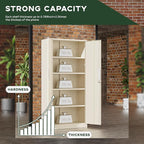 Greenvelly Metal Storage Cabinet, 72" Locking Metal Garage Storage Cabinet with Doors and 4 Adjustable Shelves, Lockable Steel Cabinet for Home Office, Garage, Shop, School (Grey 32" W x 16" D)