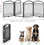 Folding No-Assembly Metal Freestanding Dog Gate with Door Walk Through,32" Height Pet Fence,96" Extra Wide Accordion Puppy Folding Playpen for Doorways,House,Stairs (4 Panels,Black)