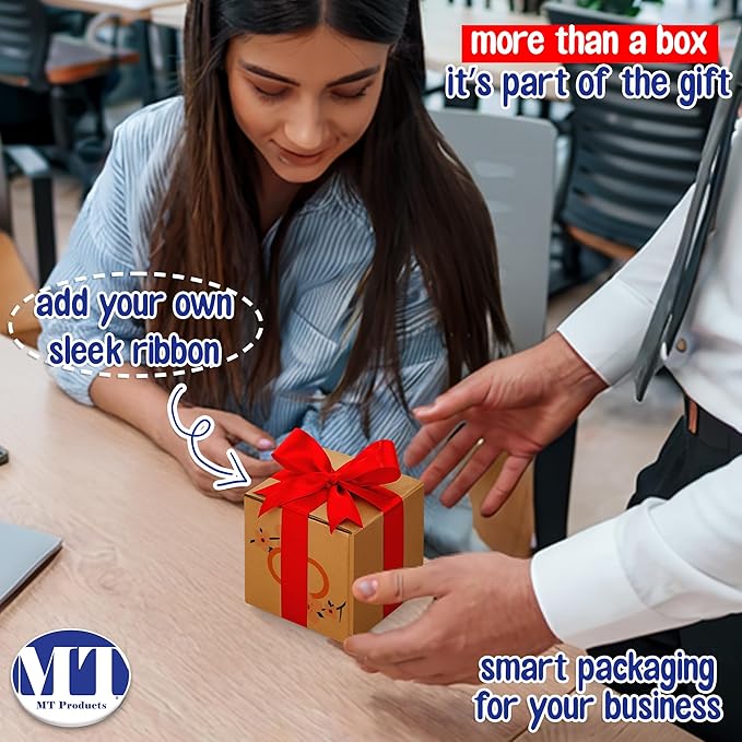 MT Products Custom Printed Kraft Cardboard Shipping Boxes 5" x 5" x 5" - Personalized Mailing Boxes and for Gifting