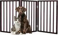 3-Panel Indoor Foldable Dog Fence for Stairs, Hallways, or Doorways - 54x24-Inch Wood Freestanding Dog Gates by PETMAKER (Brown)