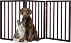 3-Panel Indoor Foldable Dog Fence for Stairs, Hallways, or Doorways - 54x24-Inch Wood Freestanding Dog Gates by PETMAKER (Brown)