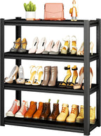 Storage Shelves, Garage Metal Shelving Unit, Adjustable, Double-Layer Column with Reinforced Ribs, Heavy-Duty, Capable of Bearing 600-3600 lbs (Black, 47''W*24''D*54''H, 4-Tier)