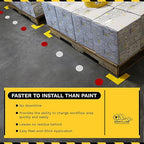 Mighty Line 3.75" Solid Dot Shaped Floor Marking Tape for Safety, Caution, Warning, Heavy-Duty, Peel and Stick, Adhesive Circle Spots, Industrial Quality, Yellow, Pack of 100