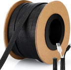 Pangda 300 Feet 1 Inch Wire Loom Pet Expandable Braided Sleeving Braided Sleeve for TV, Computer, Home Theater (Black)