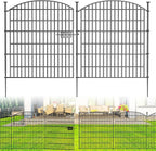 Decorative Garden Fence with Gate, 5 Panels - 32 in (H) x 11.8 ft (L) No Dig Dog Fence Outdoor for Yard, Rustproof Tall Garden Fencecing Panels, Animal Barrier Suitable for Yard Border, Patio