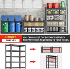 Heavy Duty Storage Shelves 5-Tier Adjustable Garage Shelving Unit, Strong Metal Storage Rack Shelving for Garage, Warehouse, Pantry Organization 16" D x36 W x78 H