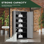 Greenvelly Metal Storage Cabinet, 72" Locking Metal Garage Storage Cabinet with Doors and 4 Adjustable Shelves, Lockable Steel Cabinet for Home Office, Garage, Shop, School (Black Grey 36" W x 18" D)