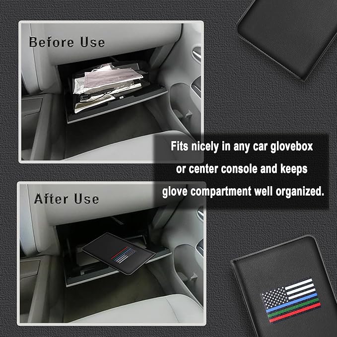 Car Insurance and Registration Card Holder | for BMW Ford Tesla Cadillac All Cars | Store Cards, ID License & Essential Documents | Premium Leather with Magnetic Closure