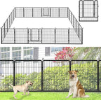 No Dig Decorative Garden Fence with Gate Rustproof Metal Fence Panels, 32in(H) x 53Ft(L) Garden Fencing for Yard 20 Panels Animal Barrier Fence for Dogs, Rabbit, Patio