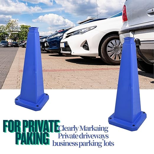 BESEA 6 Pack 28" Bright Blue Traffic Safety Cones with Weighted Base, High-Visibility Parking Cones for Driveways, Business Parking Lots, Garages, Indoor/Outdoor Use