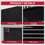 P.I.T. Mini Black Tool Box, Portable 5-Drawer Micro Roll Cab Steel Stackable Tool Box with Liner, Black Small Tool Case for Tools Storage and Organizers, Home DIY