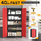 Greenvelly Metal Storage Cabinet with 2 Doors and 4 Adjustable Shelves, 72”H Steel Lockable Storage Cabinet,Tall Metal Garage Cabinet Locking File Cabinet for Office,Home, Garage, Gym, School