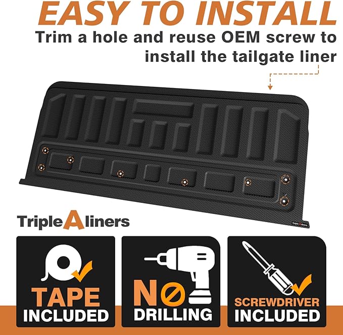 TripleAliners Tailgate Mat Compatible with 2015-2022 Chevy Colorado & GMC Canyon Tailgate Accessories Liner Protector All Weather TPE Custom Fit (Won't Fit Drop-in Liners)