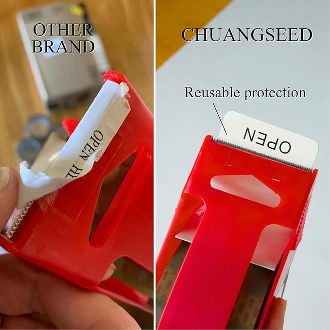 CHUANGSEED Packing Tape with Dispenser – 6 Rolls Brown Shipping Tape (2.4Mil x 1.88” x 60 Yards), Heavy Duty Box Sealing Tape for Moving, Packaging, Office, Warehouse