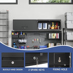 Metal Wall Storage Cabinet with Up-flip Door, Wall-Mounted Storage Cabinet for Garage, Warehouse, Home, Office, Assembly Required (Black, One Cabinet)