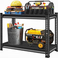 40" W Garage Shelving Heavy Duty, 900 Lbs Loads Garage Storage Shelves Heavy Duty, 2-Tier Metal Shelving Units and Storage for Basement, Retiple Tanks,40" Wx18 Dx36 H, Black