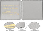 Cacturism Car Registration and Insurance Holder, Vehicle Glove Box Car Organizer Men Women Wallet Accessories Case for Cards, Essential Document, Driver License, Silver