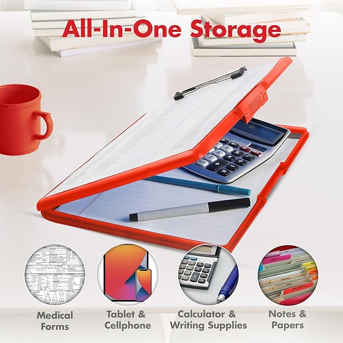 Dexas Slimcase 2 Plastic Clipboard with Storage and Side Opening