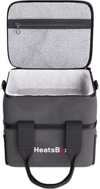 HeatsBox Insulated Food Carrier Bag - Keep Your Meals Cold and Ready to Heat - Black, 2 Compartments - Carry Bag