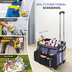 Large Rolling Cleaning Caddy Bag with Detachable Trolley, Waterproof Cleaning Caddy on Wheels for Housekeepers, Cleaning Cart Supplies Organizer for Home,Car,Office,Picnic (Denim Blue)(InPatent)