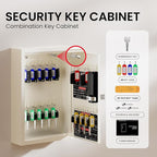 Grimtron 40 Keys Electronic Key Lock Box for Keys with Code, Private/Public/Password Hiding Mode Beige Key Cabinet Wall Mount for Garage/Property Management Key Storage