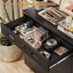 BESFUR 36" H Metal Cabinet with Lockable Drawer and 2 Lockable Doors, Black Locking Cabinet with Adjustable Shelf, Lockable Storage Cabinet for Home Office, Garage,School, Warehouse, Utility Room