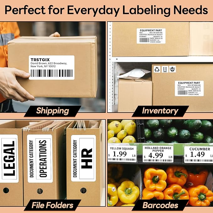 Compatible DYMO 30323 (2-1/8" x 4") Shipping Labels, Direct Thermal Name Badge Label Replacement for DYMO LabelWriter 450, 4XL, Rollo, Zebra (12 Rolls / 2640 Labels), TRSTGIX