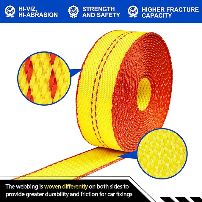 8 Point Roll Back Vehicle Tie Down Kit,Tow Truck Flatbed Straps with Chain Extension on Both Ends,WLL 3300 lbs,Heavy Duty Car Hauler Tire Over Wheel Tie Down Straps