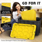 Lifetime Home 4 PACK of X-Large 23 Gallon Plastic Storage Bin Tote Organizing Container with Secure Latching Lids, Stackable, Extra Strength with Built in Handle - Black & Yellow