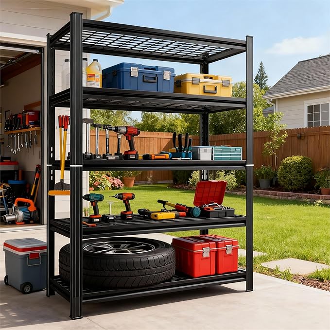 72''H Wire Shelving Unit, 3020 Lbs Heavy-Duty Garage Storage Shelves, 5-Tier Adjustable Reinforced Shelves for Laundry Rooms, Basements, Kitchens&Outdoor (36''W*16''D*72''H, 5-TIER-wire shelving)