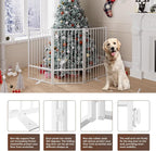 3 Panels Full Metal Freestanding Dog Gates, 60” W x 36” H Folding Pet Gate Fence with Support Feet for Indoor,Stairs, Hallways and Doorways(White)