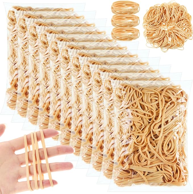Marspark 6000 Pcs Size 33 Rubber Bands Bulk 10 lb Beige Soft Strong Elastic Rubber Bands for Office Supplies Trash Cans File Folders