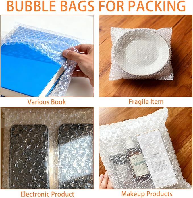 Cheardia 40 Pack Bubble Out Bags, Double Walled Clear Bubble Pouches Wrap Bag, Thickening Cushioning Packaging Bags for Moving, Shipping, Storage Packing Fragile Items, 12 x 12 Inches