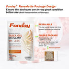 20g x 15 packs Fonday Rechargeable Silica Gel Desiccant Packets Food Grade Fast Reactivate Desiccant Bags Moisture Indicating Orange to Green