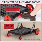 Collapsible Shopping Cart with Wheels, 200 lbs Capacity Grocery Cart on Wheels with Storage Crate, Platform Hand Truck with Foot Brake, Red