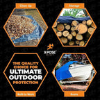 Heavy Blue & Brown Tarp 40' x 60'- Bulk Half Pallet (12 Pack) Weatherproof, Camping, Rain, Wind & Sun - 7 Mil Plastic Tarp Outdoor Cover for Roof, Trailer, RV, Car, Boat - by Xpose Safety