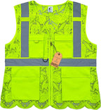 Lace-Mesh Safety Vest for Women & Men - Breathable, High Visibility Vest with Zipper & ANSI Class 2 Reflective Strips