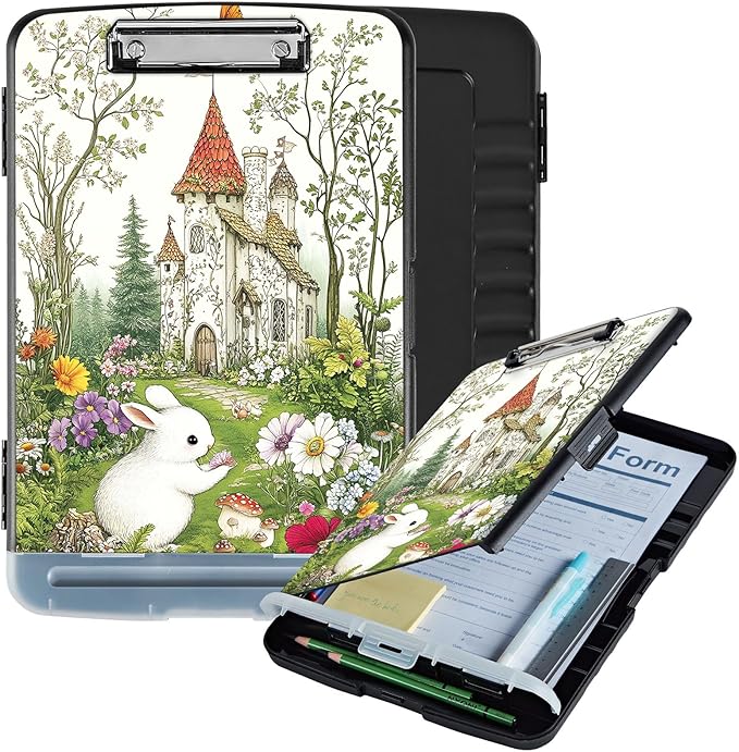 Clipboard with Storage Box & Pen Holder,Heavy Duty Clip Boards 8.5x11 for Nursing,High Capacity,School & Office Supplies,Enchanted Castle
