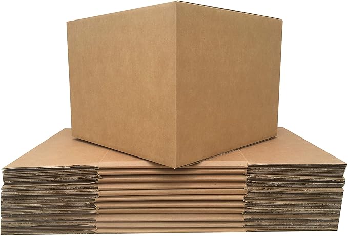Amazon Basics Cardboard Moving and Storage Boxes, 12 Pack, Large, Brown, 20" x 20" x 15"