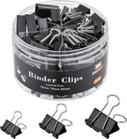NEEWAY 100 Count Binder Clips Assorted Sizes, Paper Binder Clips (0.6inch 0.75inch 1inch), Metal Paper Clamps for Office and Home, Black