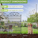 5 Panels No Dig Tall Garden Fence with Gate – 44" H X 11.8' L Rustproof Metal Dog Fence Outdoor for Yard, Decorative Animal Barrier Fence for Pet, Garden Border, Patio, Flower | Temporary Fencing