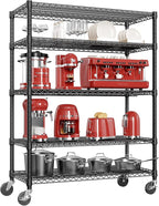 IZEUK Garage Shelving Wide Storage Shelves 5 Tier Metal Shelves 4000 LBS Heavy Duty Adjustable Utility Shelf Rack Black 23.6" D x 53.1" W x 73.6" H