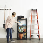 Gracious Living 3 Pack Light Duty Storage Shelves, Knect-A-Shelf 4-Shelf Ventilated Shelving Rack Organizer for Home, Garage, Basement & Laundry, Black