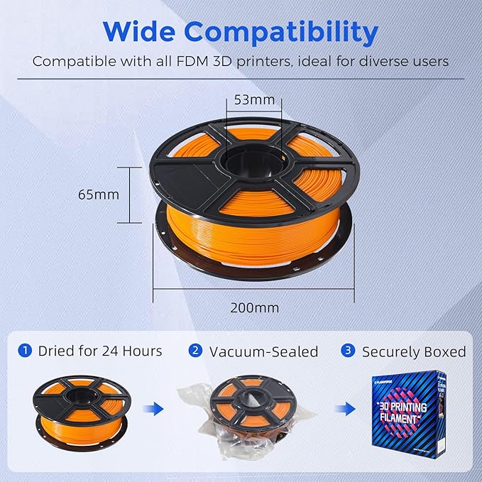 FLASHFORGE PETG Pro Filament 1.75mm Orange, 3D Printer Filament 1kg (2.2lbs) Spool, Dimensional Accuracy +/- 0.02mm, 3D Printing Filament for Various Mechanical Parts, Waterproof Parts