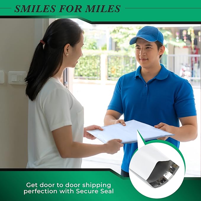 500 Pack Secure Seal White Poly Mailers - 12x15.5 Safe Shipping Bags - E-Commerce Self Sealing 2 Mil Poly Envelopes