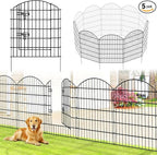 Metal Garden Fence 32 in H x 28 in W 10 Panels (9 Panels + 1 Gate) Total Length 23 ft, No Need Dig Rustproof Animal Barrier Fencing Border Fence for Dog, Patio,Yard, Landscape, Flower Bed