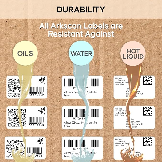 Arkscan 2 Rolls of 2.25 x 1.25 Direct Thermal Labels, Compatible with Arkscan and Zebra Label Printers, 1000 Labels per Roll